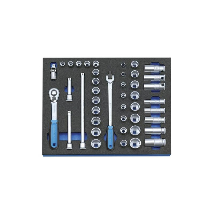 Gedore 2016486 Socket set 3/8 Inch in 2/4 CT tool module, 43 pcs
