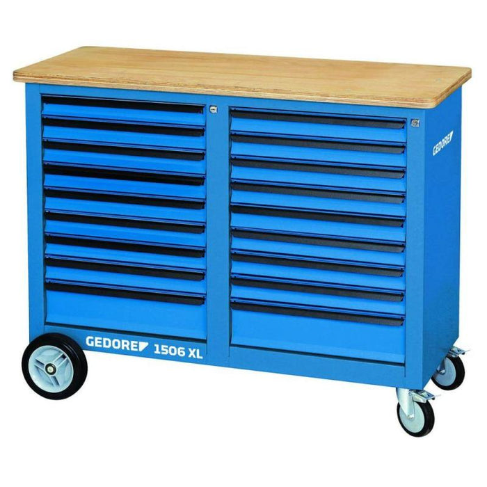 Gedore 2528096 Mobile workbench, 1.25 m wide, with 18 drawers