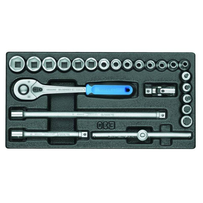 Gedore 6626070 Socket set 3/8 Inch in 1/3 ES tool module