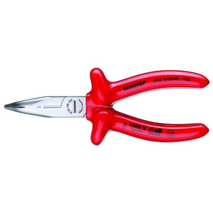 Gedore 6721810 VDE Bent nose telephone pliers with VDE dipped insulation 200 mm