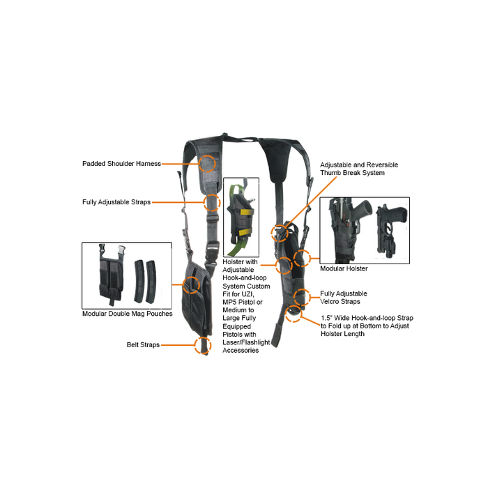UTG PVC-H175B Law Enforcement Vertical Shoulder Holster, Black