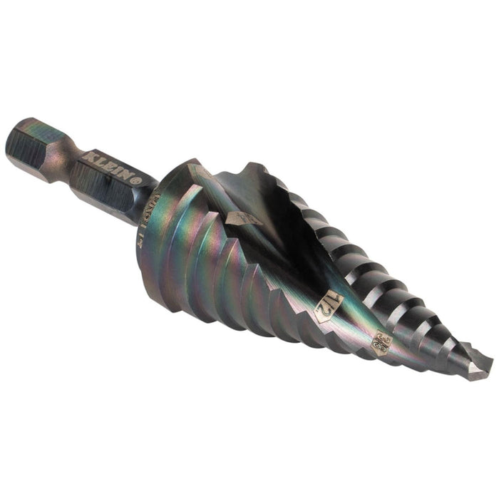 Klein Tools QRST14 Step Drill Bit, Quick Release, Spiral Flute, 3/16 to 7/8"