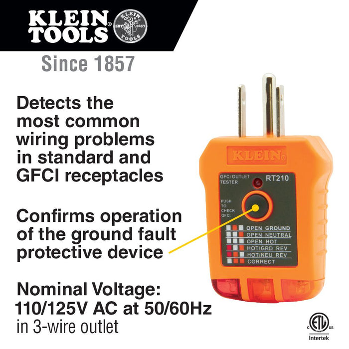 Klein Tools ET45VP Voltage and GFCI Receptacle Tester, AC/DC Voltage Electrical Test Kit