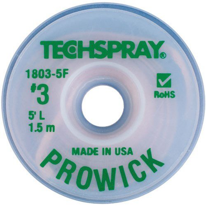 Techspray 1803-5F Pro Wick Rosin Desoldering Braid, .075", 5ft.