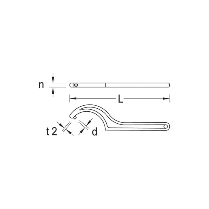 Gedore 6337630 Hook wrench with pin, 120-130 mm