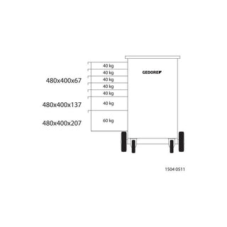 Gedore 6623050 Mobile workbench with 7 drawers and vice