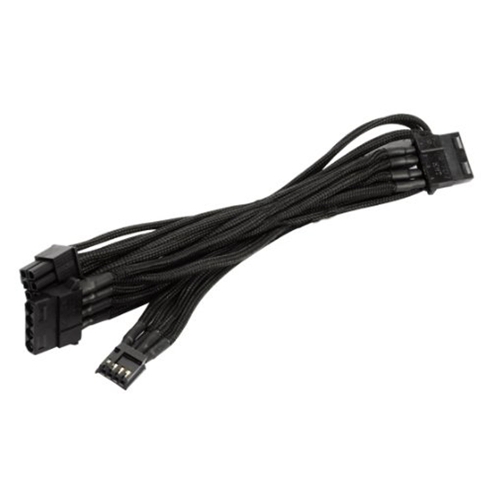 Silverstone PP06B-3PER10F Sleeved 3x Peripheral 4-Pin + 1x Floppy 4-Pin Cable
