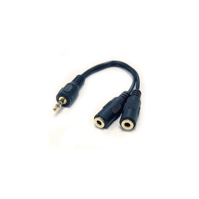 Bytecc SPC-M2F 3.5mm STEREO Speaker EXTENSION Cable -1 Male to 2 Female, Black Jacket