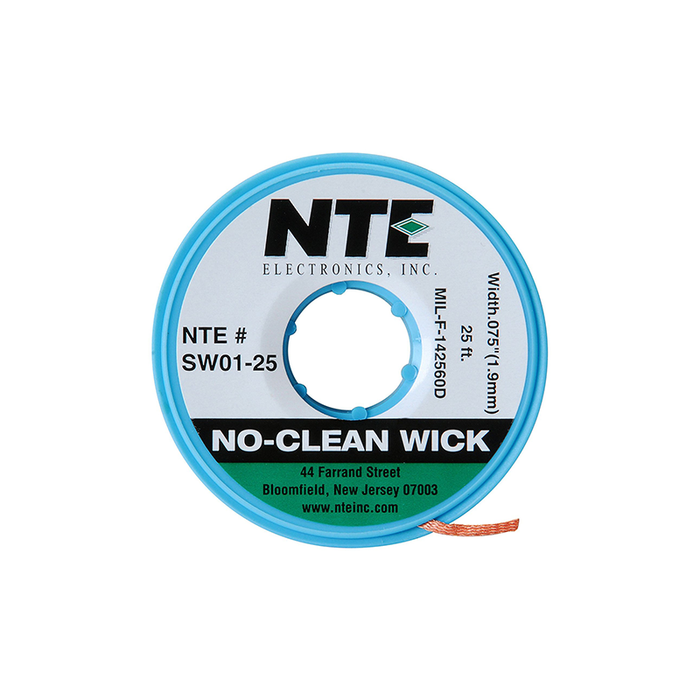 NTE SW01-25 No-Clean Wick #3 Green 0.075 x 25 ft.