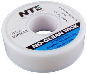 NTE Electronics SW02-50 No-Clean Wick #4 Blue 0.098" x 50 ft.