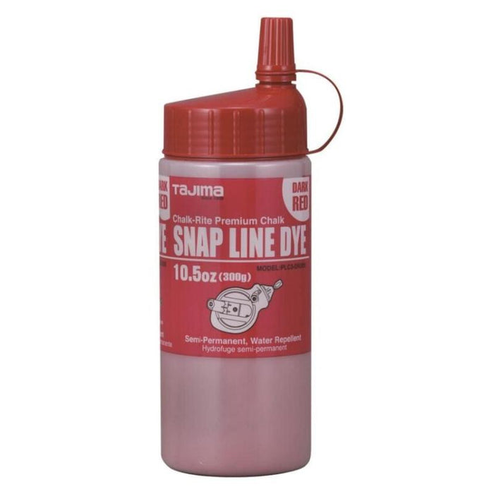 Tajima PLC3-DR300 Snap Line Dye, permanent marking chalk, dark red, easy-fill nozzle, 300g / 10.5 oz.
