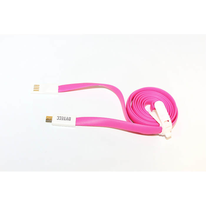 Bytecc U2MA-PK Colored USB Flat Cable - USB 2.0 A Male to Micro B