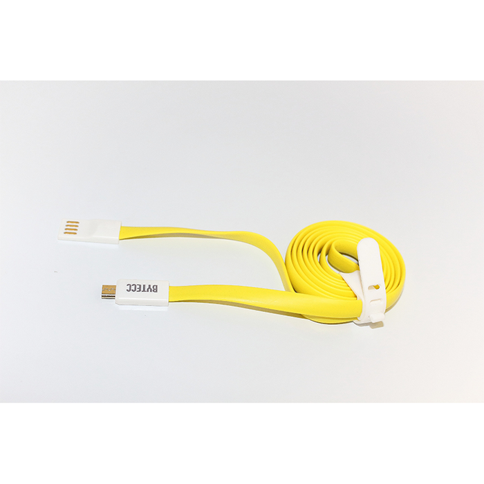 Bytecc U2MA-YE Colored USB Flat Cable - USB 2.0 A Male to Micro B