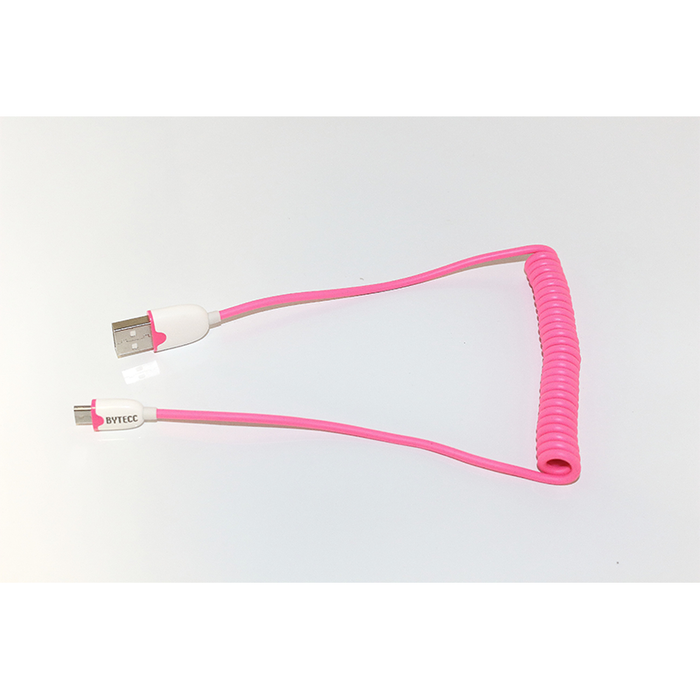 Bytecc U2MC-PK Colored USB Coiled Cable - USB 2.0 A Male to Micro B