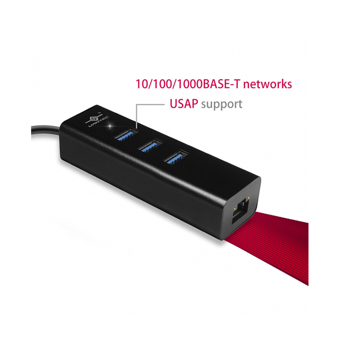 Vantec UGT-AH340GNA USB 3.0 Aluminum 3-Port Hub & Gigabit Network with A to C