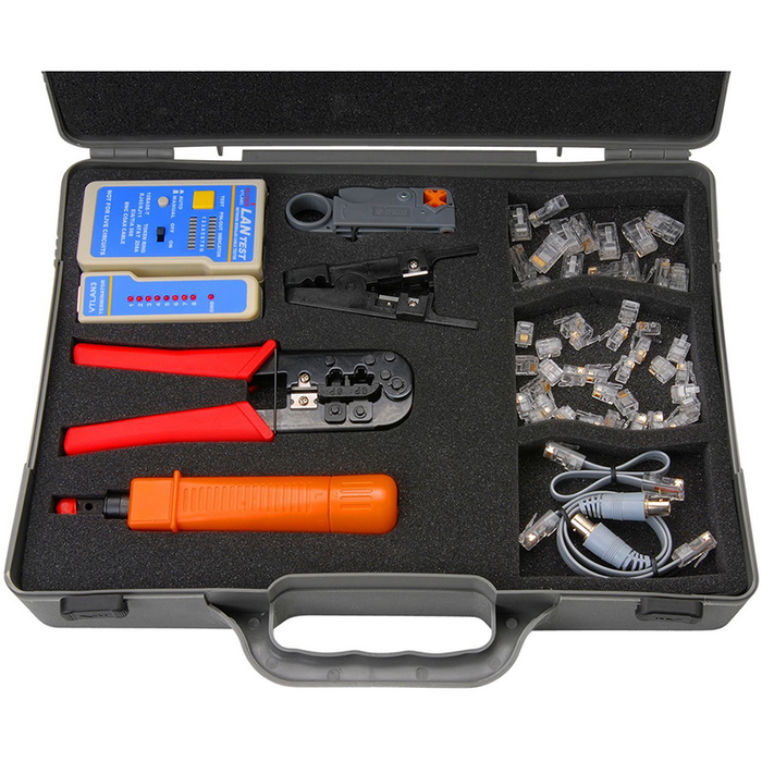 Velleman VTMUS2 Crimping Tool Kit for Network Cables, 50 Piece