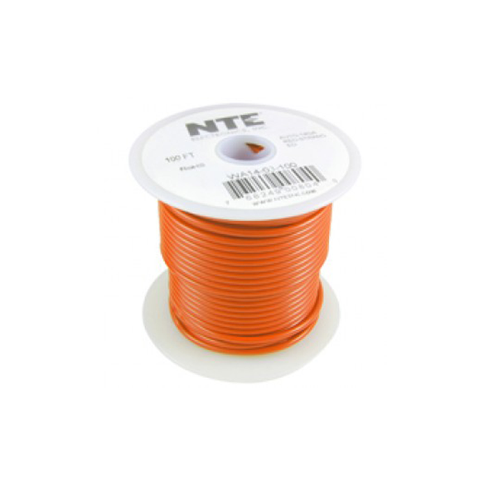 NTE Electronics WH16-03-1000 Hook Up Wire 300V 16 Gauge Stranded 1000' Orange