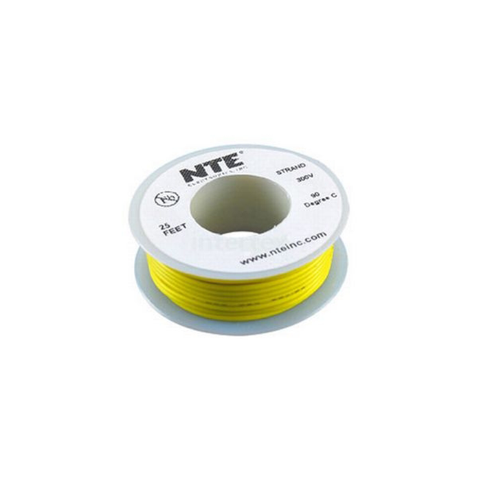 NTE Electronics WH16-04-100 Hook Up Wire 300V 16 Gauge Stranded 100' Yellow