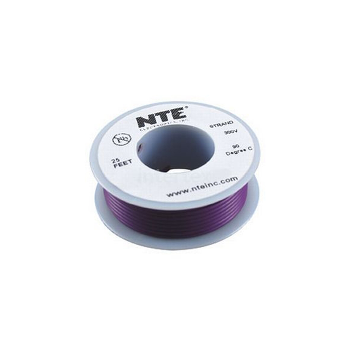 NTE Electronics WH16-07-100 Hook Up Wire 300V 16 Gauge Stranded 100' Violet