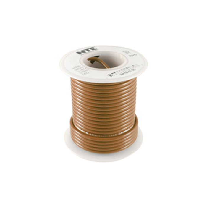 NTE Electronics WH24-01-100 Hook Up Wire Stranded Type 24 Gauge 100' Brown