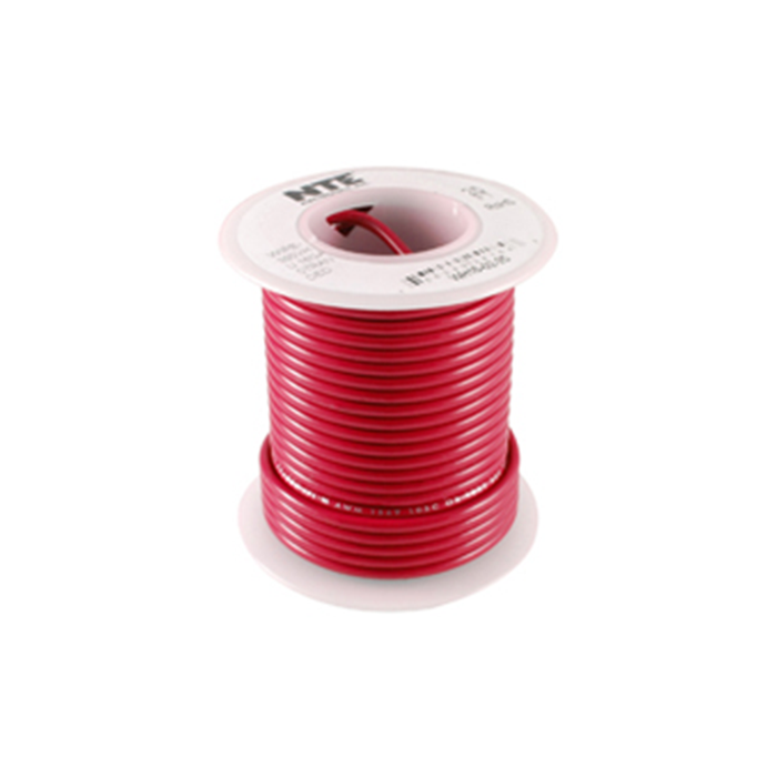 NTE Electronics WH24-02-100 Hook Up Wire Stranded Type 24 Gauge 100' Red