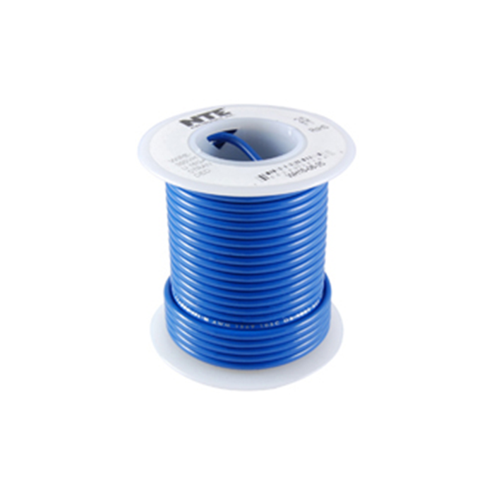 NTE Electronics WH24-06-100 Hook Up Wire Stranded Type 24 Gauge 100' Blue