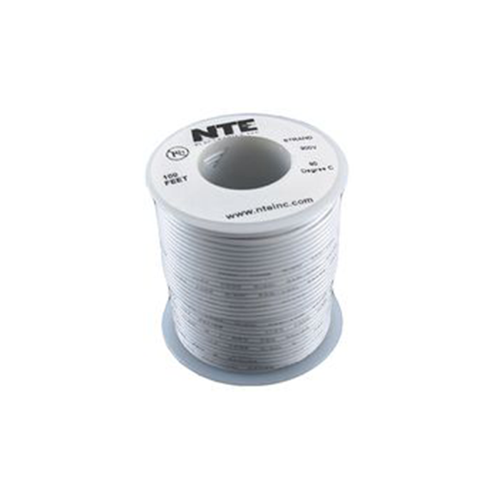 NTE Electronics WH24-09-1000 Hook Up Wire Stranded Type 24 Gauge 1000' White