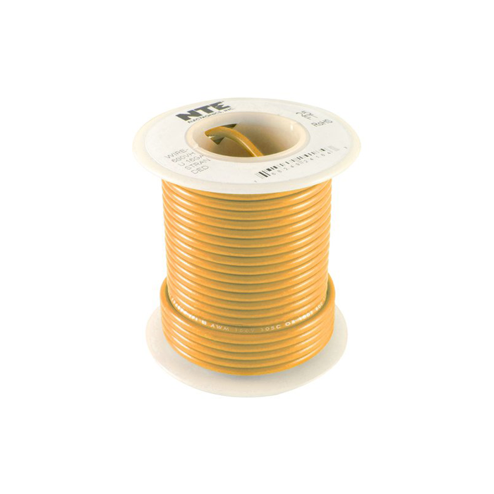 NTE Electronics WH618-03-1000 Hook Up Wire 600V 18 Gauge Stranded 1000' Orange