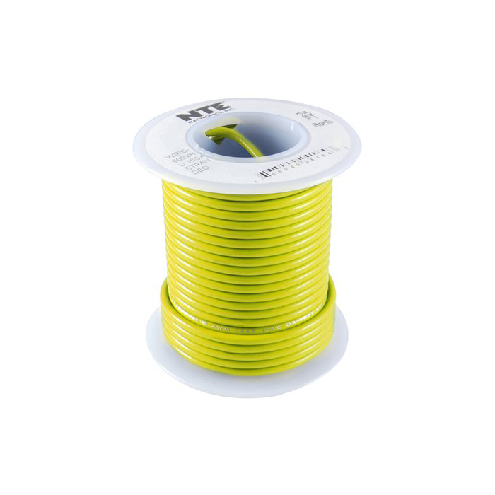 NTE Electronics WH618-04-1000 Hook Up Wire 600V 18 Gauge Stranded 1000' Yellow