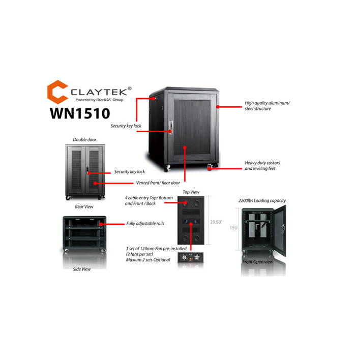 iStarUSA WN1510 15U 1000mm Depth Rack-mount Server Cabinet