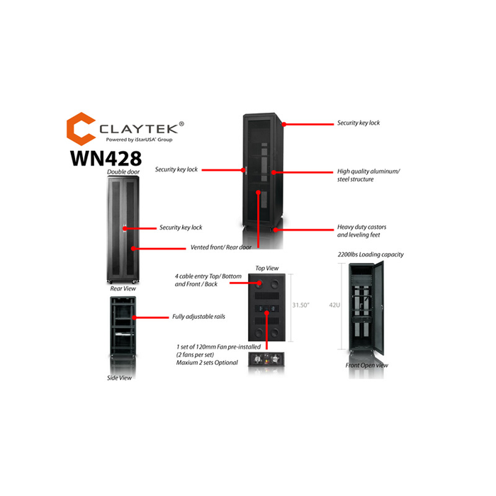 iStarUSA WN428 42U 800mm Depth Rack-mount Server Cabinet