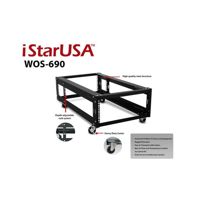 iStarUSA WOS-690 6U 900mm Open Frame Rack