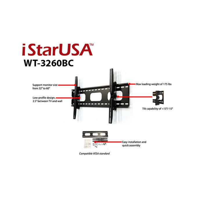 iStarUSA WT-3260BC Monitor Wall Mount for 32" to 60" LCD Plasma TV